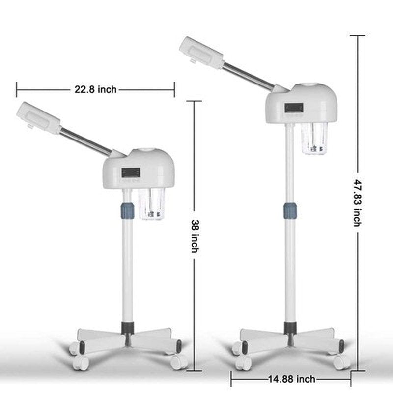 Professional Ozone Facial Steamer for Clean Skin, LCD Display, Facial Steamer for Esthetician, Use at Home & Salon, Spa with Hot Mist, Timer Function, Adjustable Height & Rolling Wheels