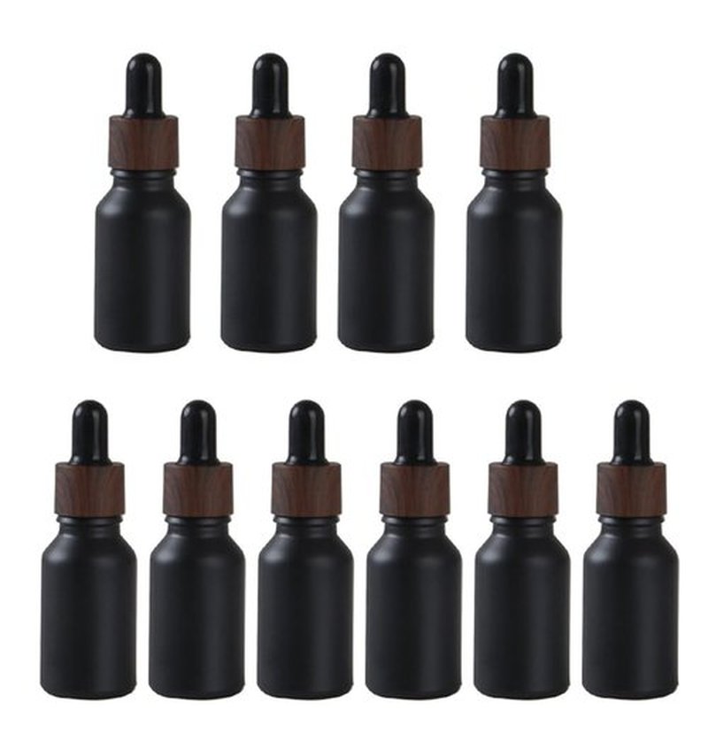 YORROR 10 Pack 15ml Black Glass Essential Oil Dropper Bottle,Empty Refillable Dropper Bottle With Glass Eye Dropper for Massage Oils,Aromatherapy,Perfume, Cosmetic Liquid