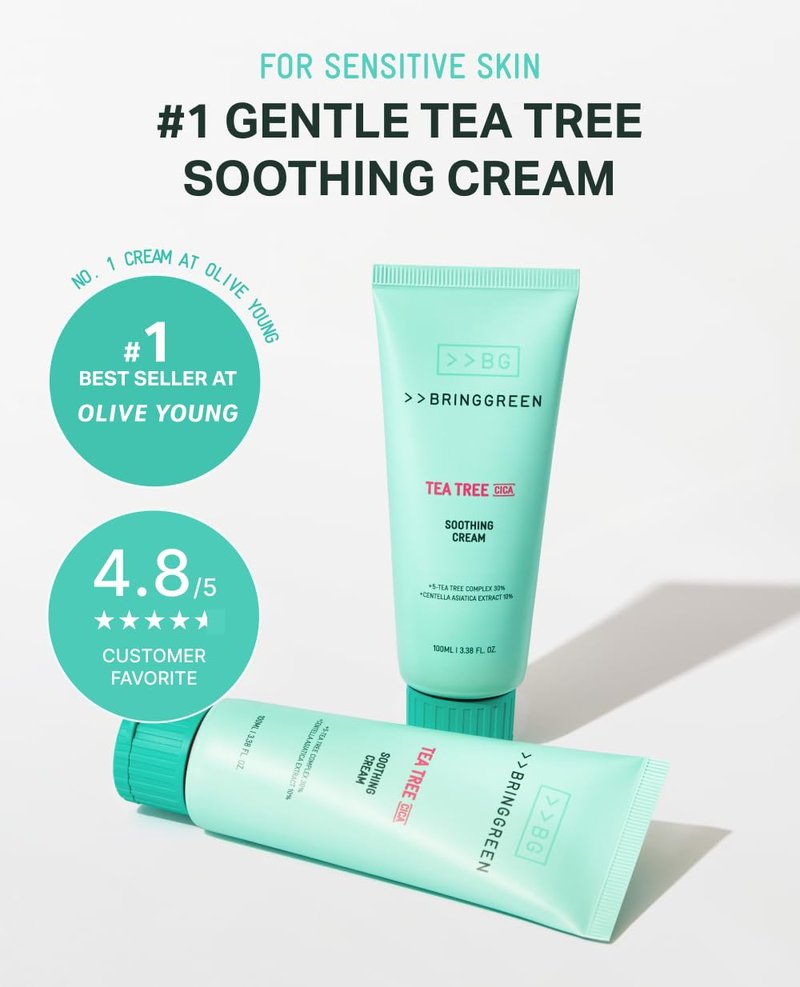 Tea Tree Cica Soothing Cream - Calming Moisturizer for Skin | 100ml Korean Facial Cream