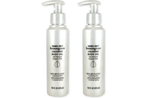 Trader Joe's Lemongrass Coconut Body Oil with Almond and Jojoba Oils 4.8 FL OZ (143 ml) - 2 PACK