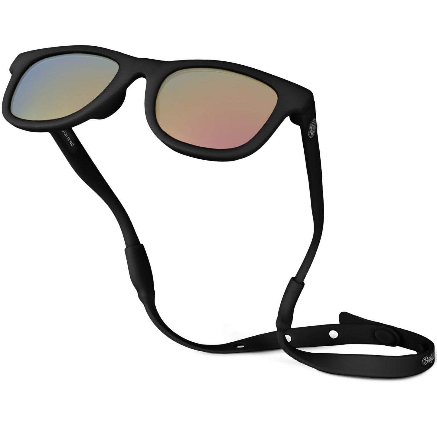 BABY SUNNIES Polarized Infant Sunglasses - 0-24 Months, Black Frame, Strap - UV400 Protection & Baby Travel Essential - Unbreakable Design for Baby Beach Essentials