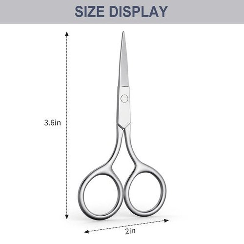 Eyebrow Scissors, Small Scissors for Hair, Eyebrows, Nose Hair, Beard, Eyelashes, Cuticle. Stainless Steel Fine Straight Tip Nose Hair Scissors -ASONTAO (2Pcs Eyebrow Scissors)