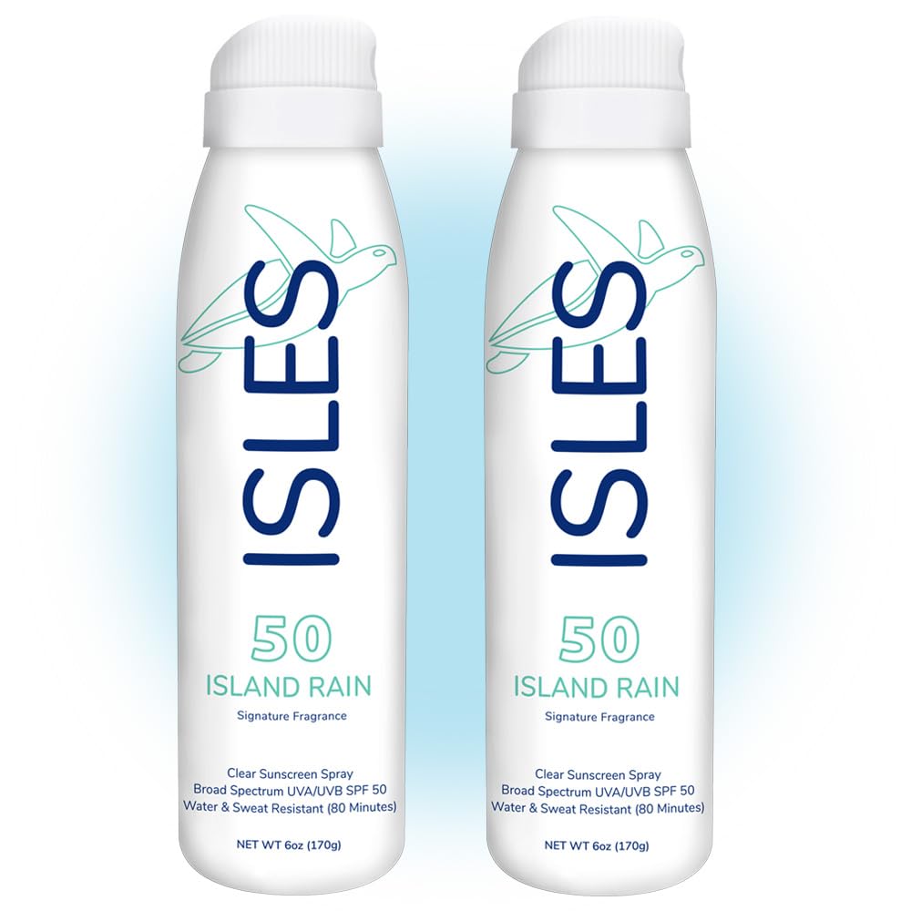 Coral Isles Island Rain Sunscreen Spray SPF 50 - Hawaii Reef Safe Compliant - Oxybenzone Free - Broad Spectrum UVA/UVB - Water Resistant (80 Min) - 6 Fl Oz (Pack of 2)