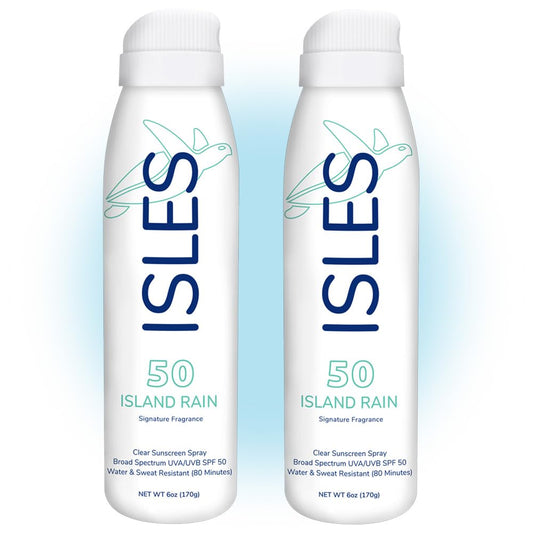 Coral Isles Island Rain Sunscreen Spray SPF 50 - Hawaii Reef Safe Compliant - Oxybenzone Free - Broad Spectrum UVA/UVB - Water Resistant (80 Min) - 6 Fl Oz (Pack of 2)