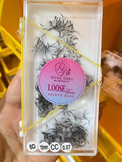 ROSE GIRL Loose Promade Fans - Natural Look Handmade Volume Eyelashes From 3D To 16D - C CC D DD Curl - False Lashes Extensions - Thickness 0.03~0.1 mm - 8~20 mm Length (8D-0.07-CC (15mm))