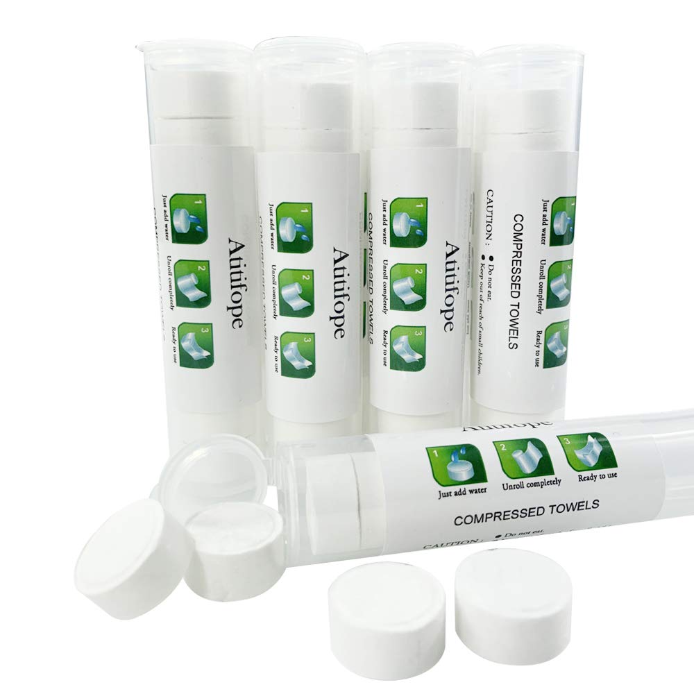Atitifope Compressed Towels 50 Pieces with 5 Carrying Cases