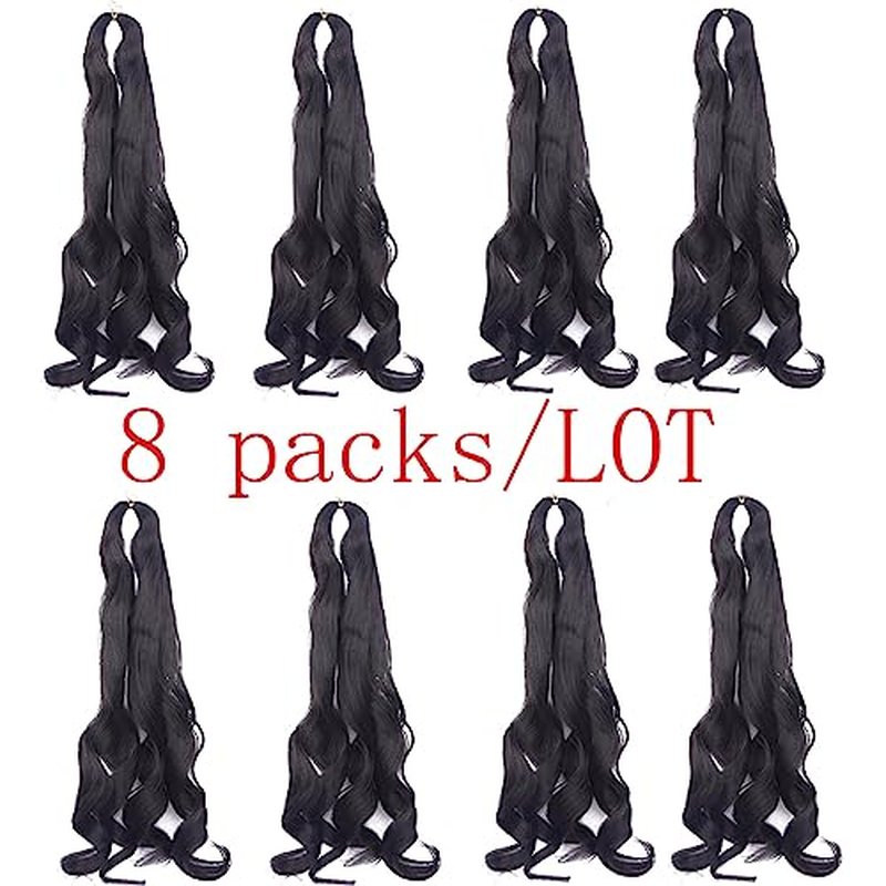 8 Packs French Curly Braiding Hair 24 Inch Loose Wave Spiral Curly Crochet Hair for Black Women Pre Stretched Braiding Hair with Curly Ends (24 Inch, #24)