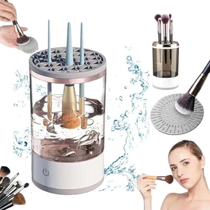 Beauty Swirl Cosmetic Brush Cleaner, The Cozy Luna Brush Cleaner, Makeup Brush Cleaner Machine, Electric Makeup Brush Cleaner, Automatic Makeup Brush Cleaner, for All Size Makeup Brush (10PCS)