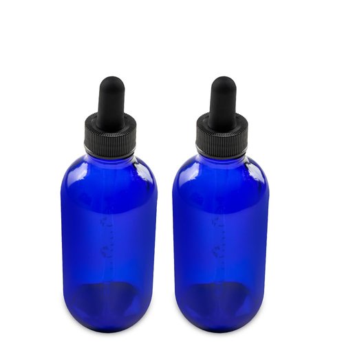The Bottle Depot - 2 Pack - 4 oz Glass Bottle with Dropper - Blue - 22-400 Neck Finish - Boston Round Bottles - Leakproof Essential Oils Bottles