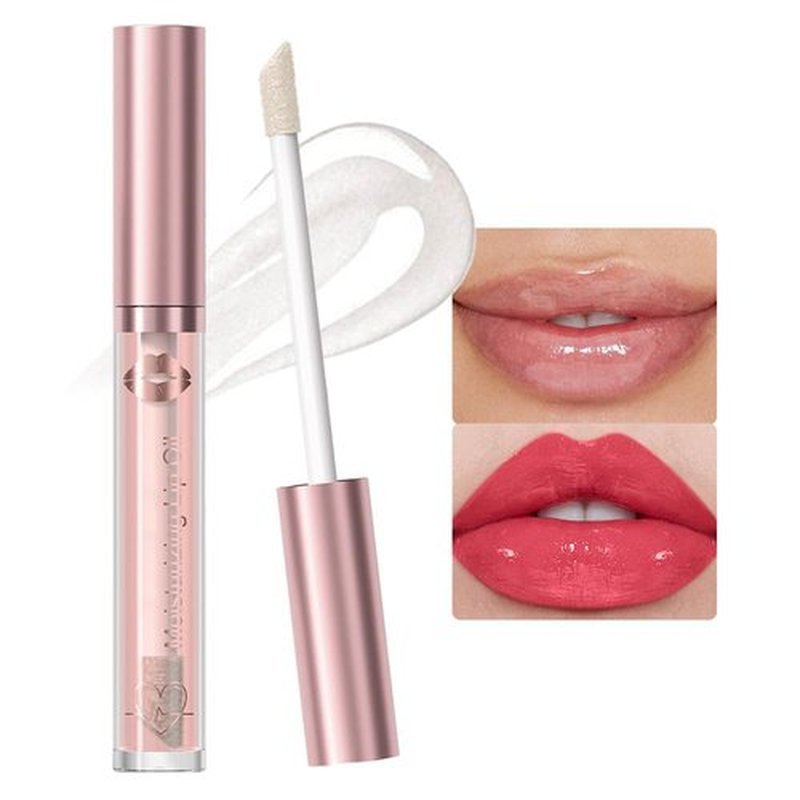 JUAAZIN Hydrating Lip Glow Oil, Nourishing Tinted Lip Oil For A High-shine Finish,Crystal ClearLong Lasting Nourishing Non-sticky