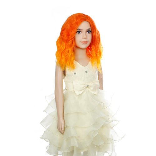 PATTNIUM Kids Fire Wig Short Ombre Orange Wig for Girls Cosplay Halloween Party Costume Synthetic Flame Wig Child Size (Ombre Orange)