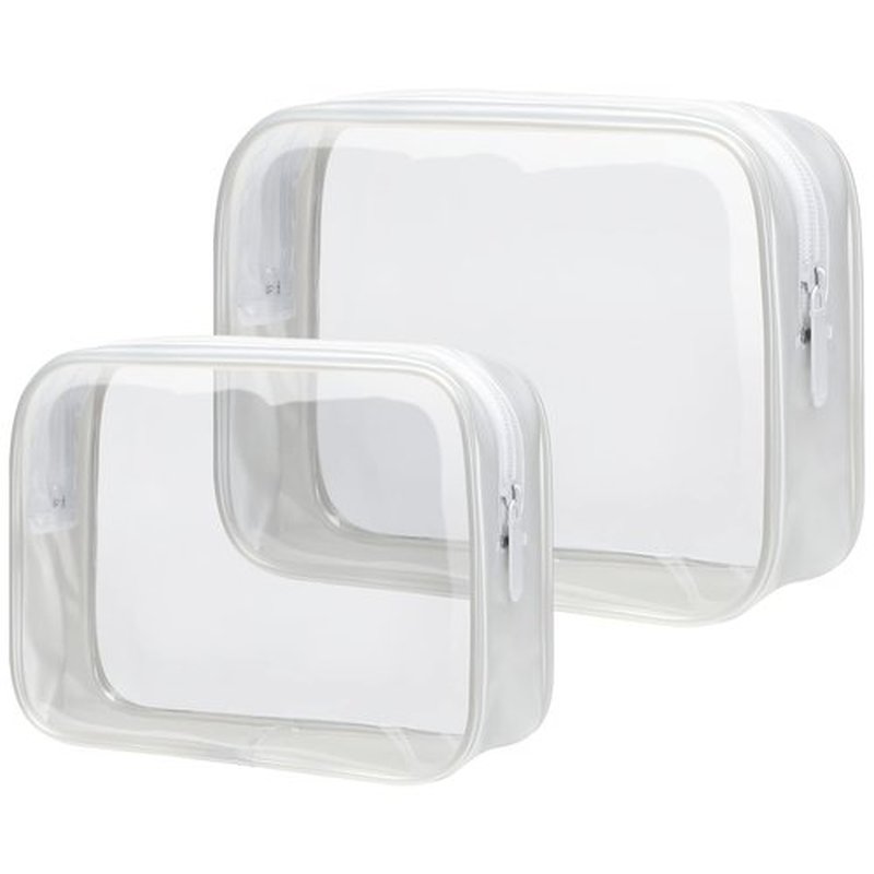 PACKISM Clear Makeup Bags - 2 Pack Quart Size Travel Bag TSA Approved Clear Travel Bags for Toiletries, Clear Cosmetic Bags Carry on Clear Toiletry Bag TSA Approved Toiletry Bags, White