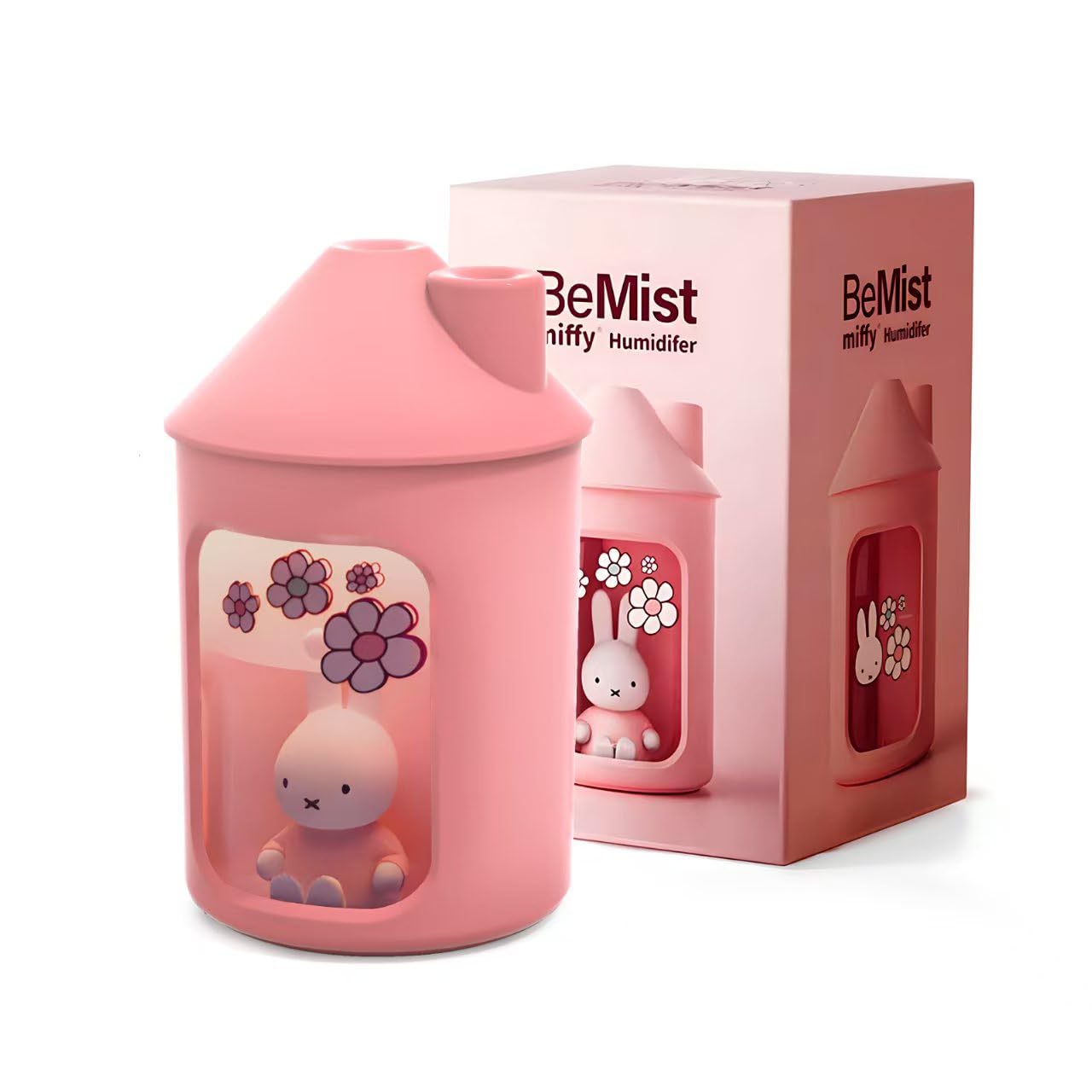 Mipow x miffy BTA700M Cool Mist Humidifier for Bedroom,Ultrasonic Quiet Humidifier with Night Light,450 ML Double Spray Humidifiers for Nursery,Office Indoor Plants (Pink), Gift for Father's Day