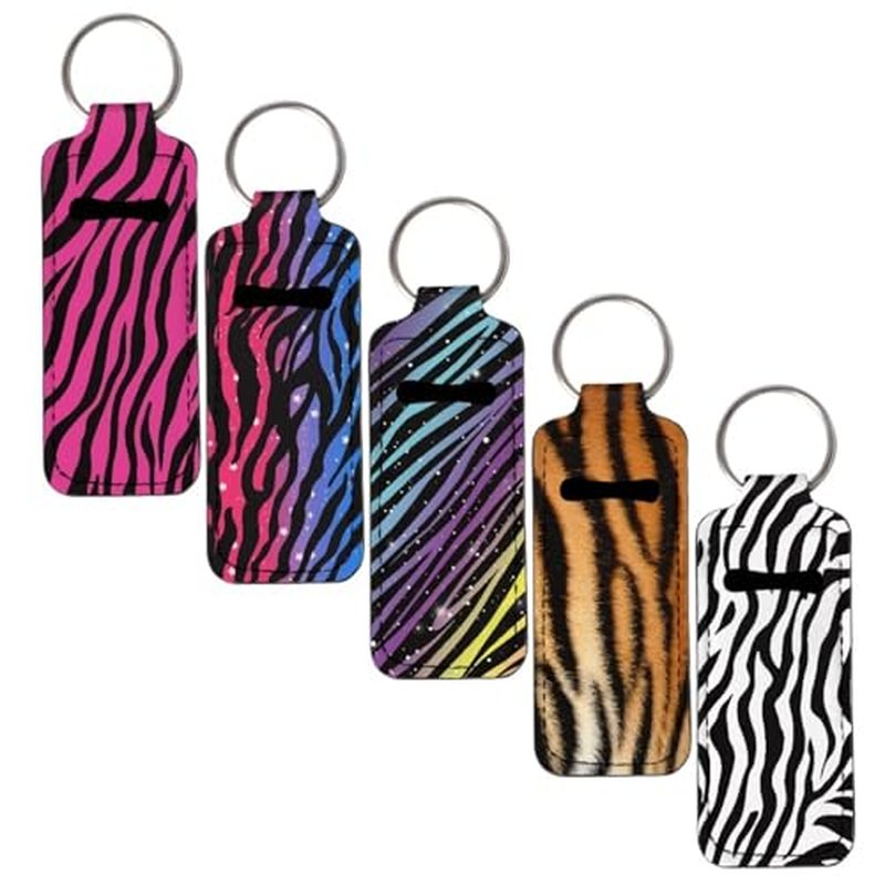 SEANATIVE Zebra Print Lipstick Holder Lipstick Holder Keychain Sleeve Lipstick Pouch Lip Balm Holder Sleeve Portable Key Chains to hold Travel Daily Accessories