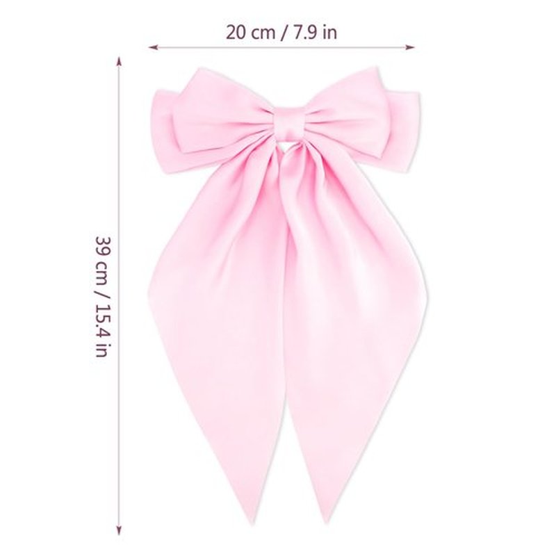 Atoden Hair Bows Silky Satin Bows for Hair Ribbons 4Pcs Coquette Oversized Long Tail Hair Bow Clips Barrettes Big Bowknot Hair Accessories for Women Girl Trendy Stuff Gifts (White Pink Red Black)