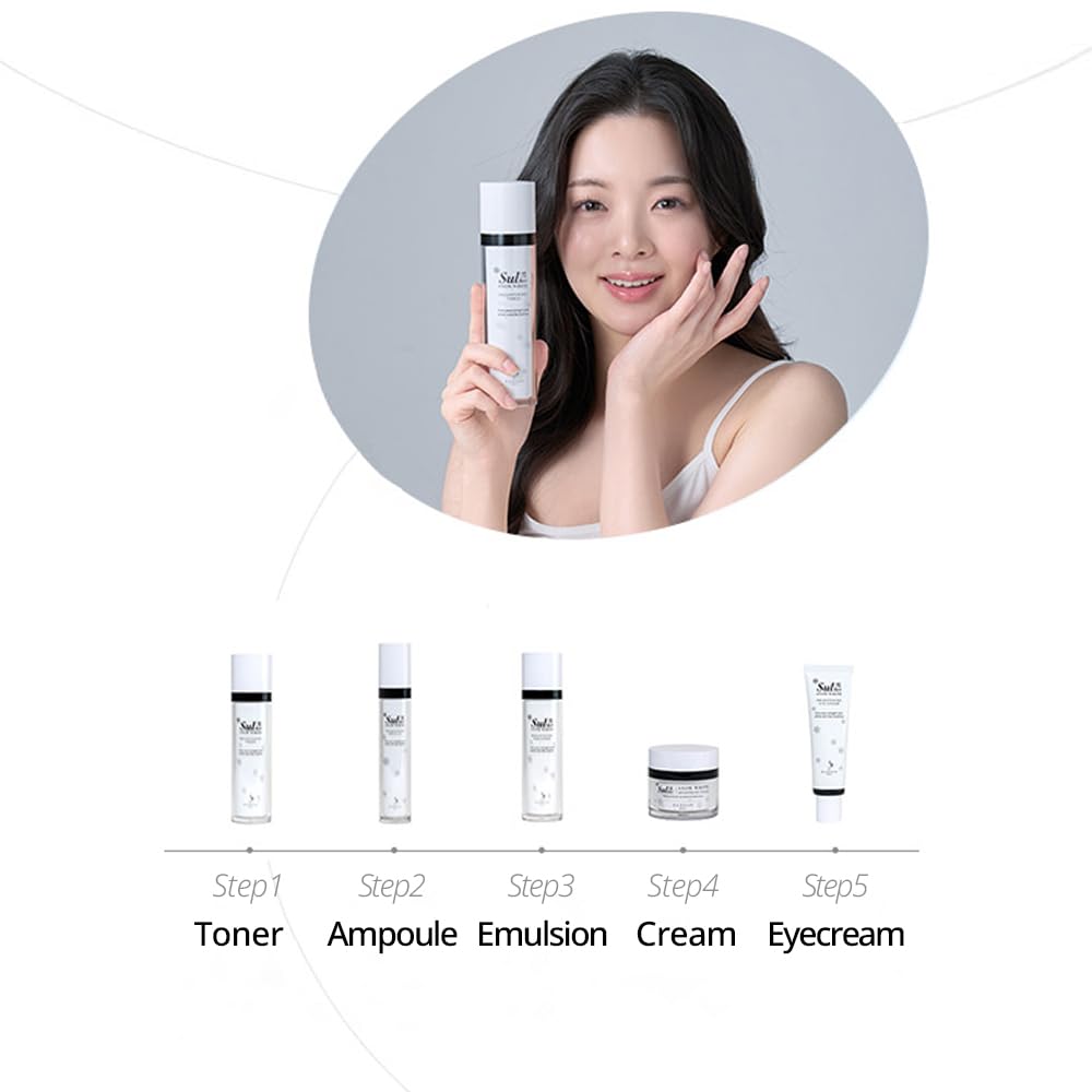 Sulhee Real White Skincare 5-piece Set | Facial care Kit, Moisturizer | Toner, Emulsion, Cream, Ampoule, Eyecream