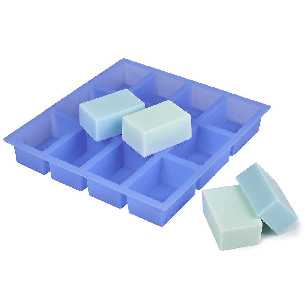 Silicone Soap Mold for Soap Making, 12-Cavity 5.5oz Deep Rectangle Soap Mold, Thick Flexible Easy Release BPA-Free Non-Stick Mold for Handmade Soap, Bath Bombs, Resin & DIY Crafts