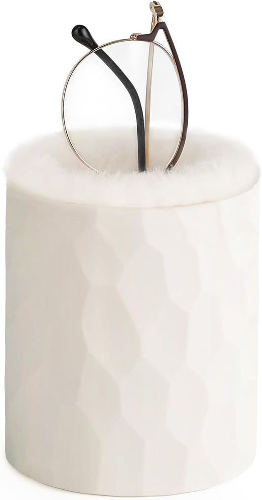 Mkono Eyeglasses Holder - Plush Lined Protective Storage Organizer for Desk & Nightstand | Ivory, One Size