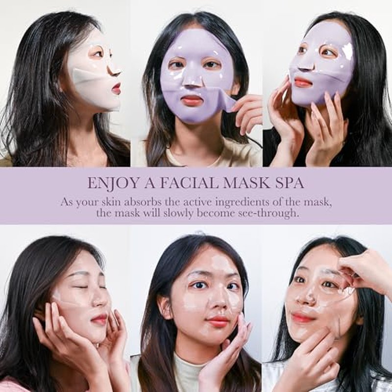 Deep Bio-Collagen Real Mask 34g*6ea, Facial Hydrogel Masks with Low Molecular Weight Collagen, Hydrating Overnight Mask for Moisturizing, Pore Minimizing, Firming, Elasticity, Wrinkle, Easily Absorbed