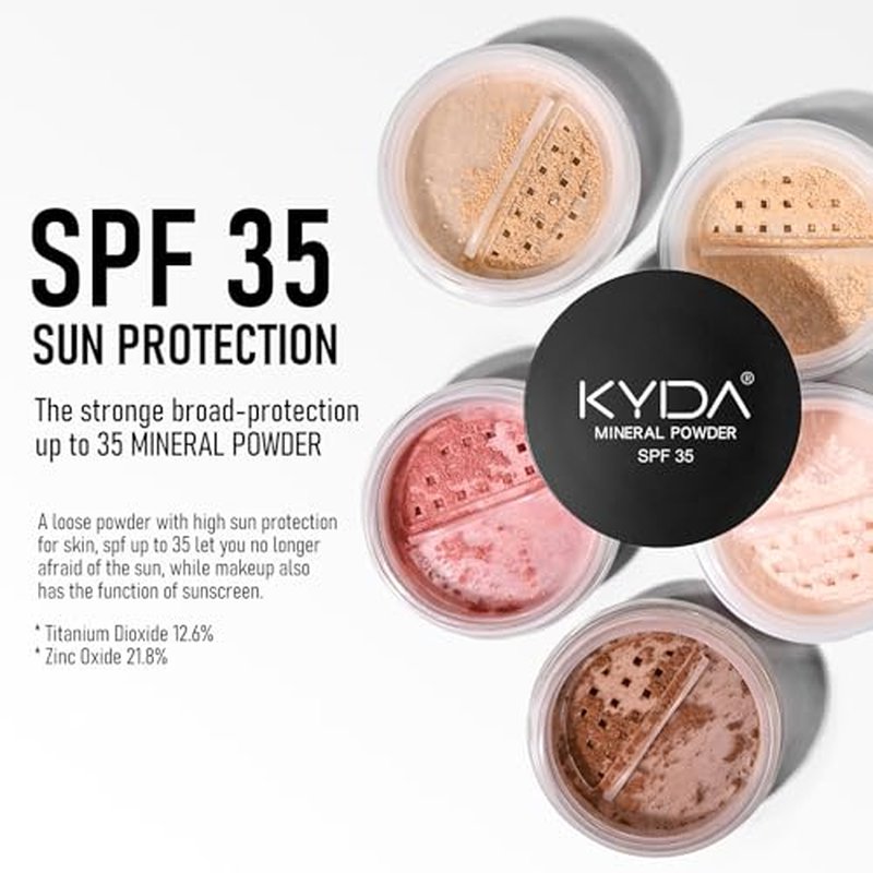 KYDA Mineral Setting Powder, SPF 35 Translucent Shimmer Mineral Loose Powder, Sheer Coverage, Weightless Oil Free Setting Powder, Blurring Finishing Powder, Extend Base Makeup, Veil Translucent