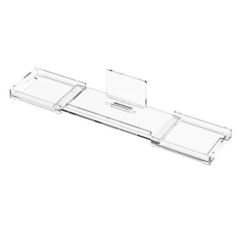 Kucle Expandable Acrylic Bathtub Tray - 23-42 Inches Bath Caddy Tray for Bathtub, Luxury Bath Tub Tray Table for Home Spa, Bath Tray for Tub, Bathroom Tub Accessory Birthday Gift for Her (Clear)