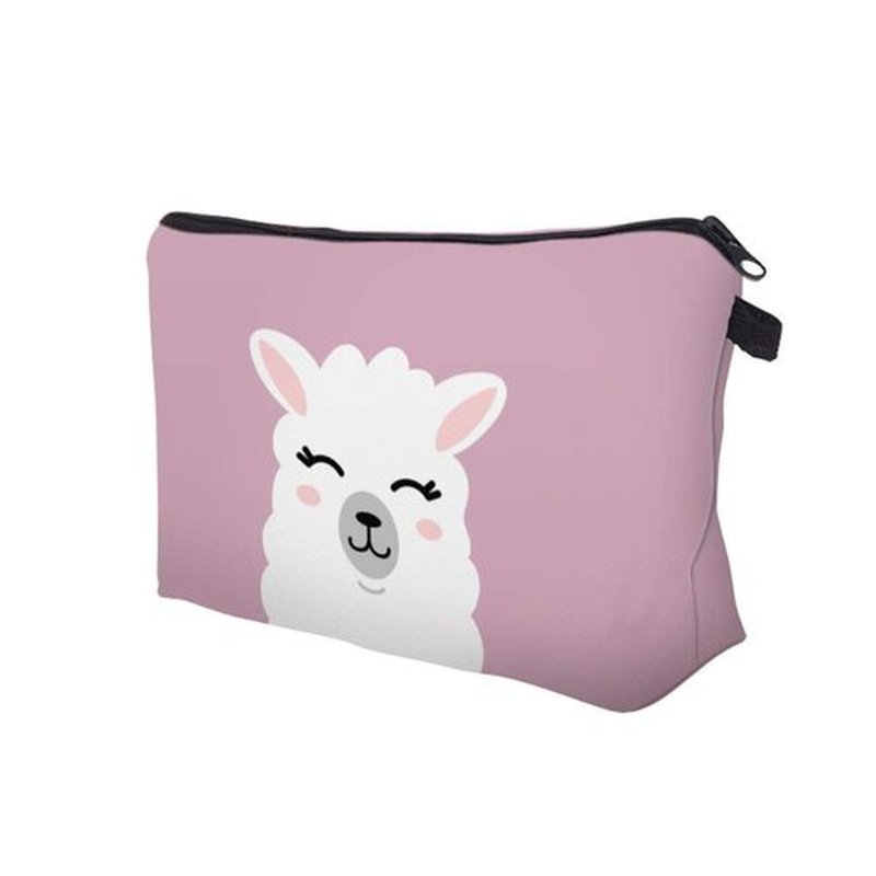 LOOMILOO Cosmetic Bag for Women, Adorable Roomy Makeup Bags Travel Water Resistant Toiletry Bag Accessories Organizer Liama Gifts (Pink Liama 51437)