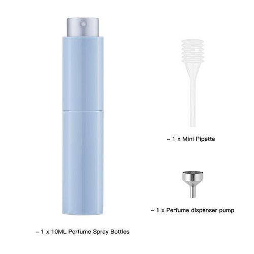 Tekson 10ml Travel Perfume Atomizer Refillable, Mini Cologne Spray Bottle Empty, Small Coffee Spray Bottle (Blue)