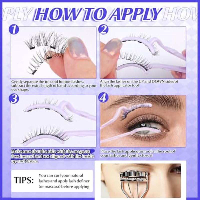 ALICE Magnetic Eyelashes without Eyeliner Natural Reusable Magnetic Lashes Kit with Applicator Anime No Glue Needed Lashes 1 Pairs Manga Magnetic Eyelashes Kit