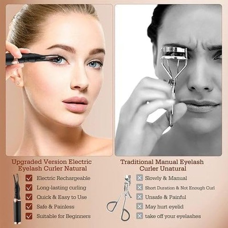 hoehew Heated Eyelash Curler for Women - 2025 Upgrade Electric Eyelash Curler with USB Rechargeable, 3 Heat Modes, Fast Heat up in 8s, 24 Hours Long Lasting (Pink)