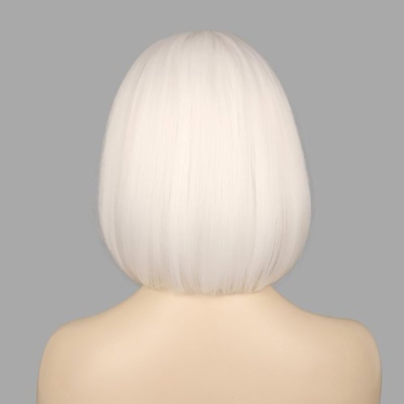 MOSINA White Bob Wig with Bangs,Short Bob Wigs for Women Straight Hair Wig Synthetic Party Wigs for Women Girls 12 Inch Colorful Wigs Halloween Wigs
