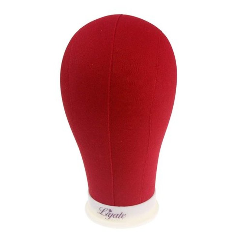 LIYATE Canvas Block Head 23 Inch Red Wig Head Stand for Making Wigs Display Styling Poly Mannequin Head with Mount Hole Manikin Head Wig Stand