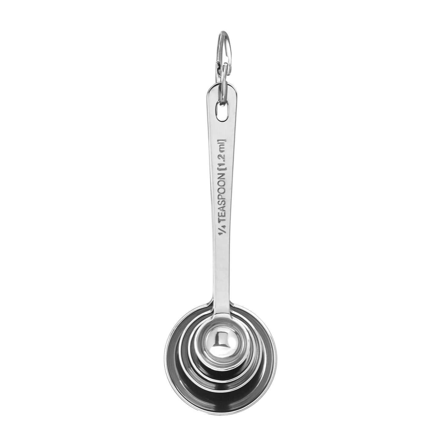 Amco Stainless Steel Measuring Spoons, Engraved Labels - Silver, Set of 4