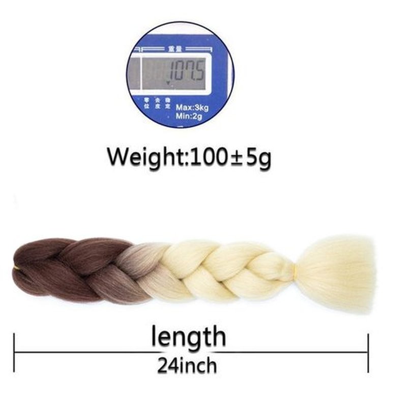Xiaofeng Colorful Ombre Braiding Hair Extensions 24 Inch 3 Packs High Temperature Jumbo Crochet Braiding Hair for Box Twist Braids (24 Inch (Pack of 3), Brown to Blonde)