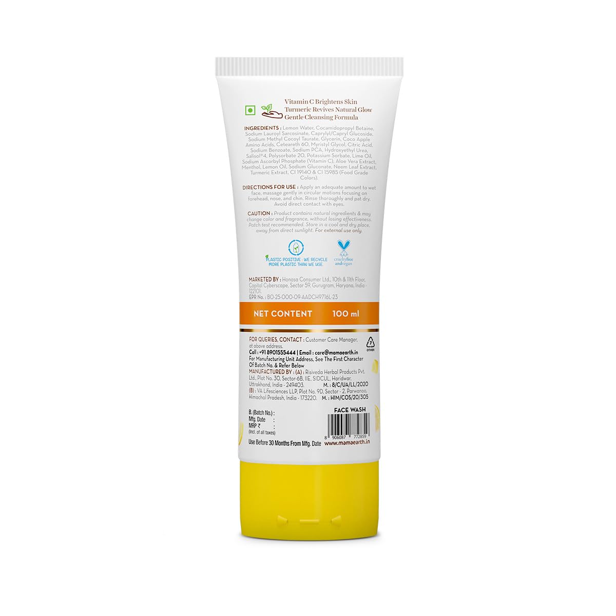 MAMAEARTH Vitamin C Daily Glow Face Wash with Vitamin C & Turmeric 100ml