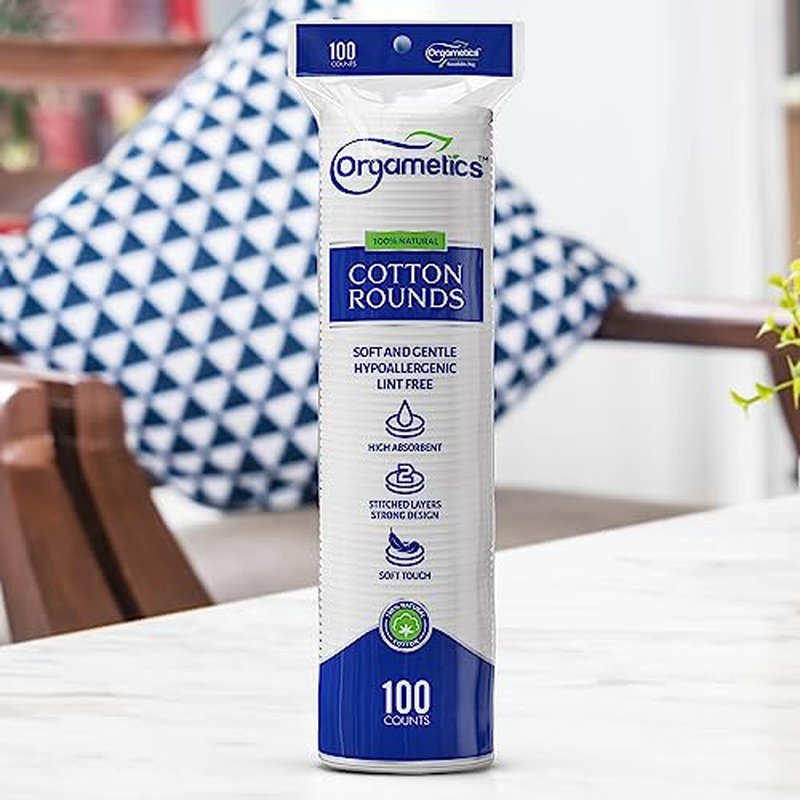 Orgametics Cotton Rounds, 100% Natural Turkish Cotton Premium Makeup Remover and Facial Cleansing Round Pads, Lint Free, Hypoallergenic and Ultra Soft, Luxury Quality (200 Count-Pack of 2)