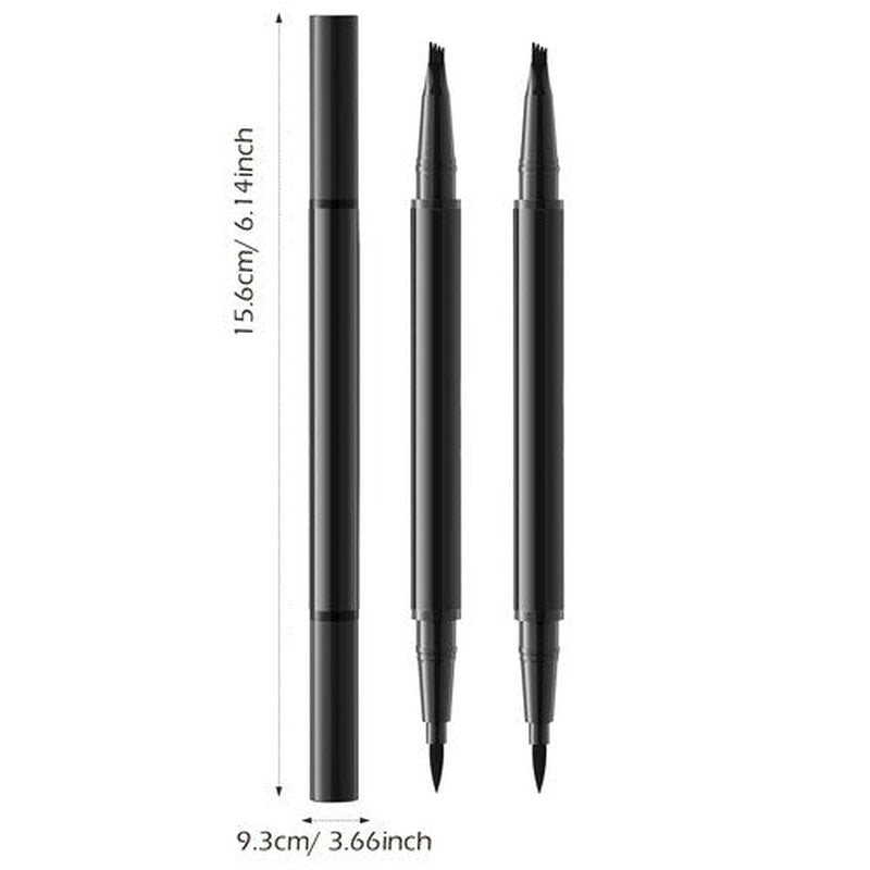 LYBHDAFA 2PCS Microblading Eyebrow Pencil, 2-In-1 Dual-Ended Waterproof Eyebrow Pen with 4-Fork-Tip & Ultra-Precise-Tip for Hair-Like Natural Eyebrow Makeup, Eye Brow Pencils for Women -Black