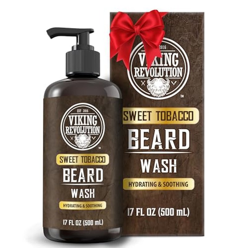 Viking Revolution Sweet Tobacco Beard Wash for Men with Argan Oil and Jojoba Oil - Beard Softener and Strengthener Beard Shampoo with Beard Oil - Beard Care to avoid Beard Dandruff and Itch (17 oz)