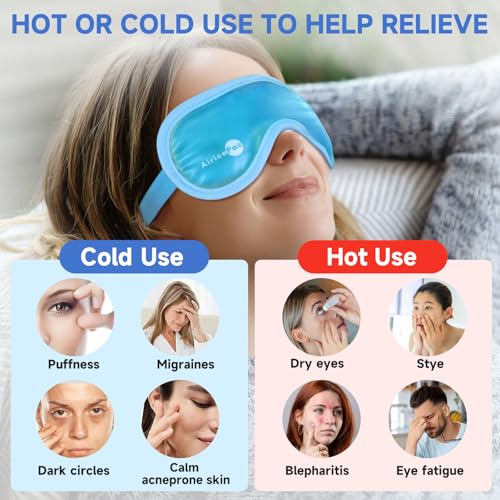 AiricePac Cold Eye Mask Cooling Eye Mask for Dry Eyes, Gel Eye Mask Eye Ice Pack Reusable Cold Eye Compress for Dark Circles, Migraines, Eye Surgery, Skin Care