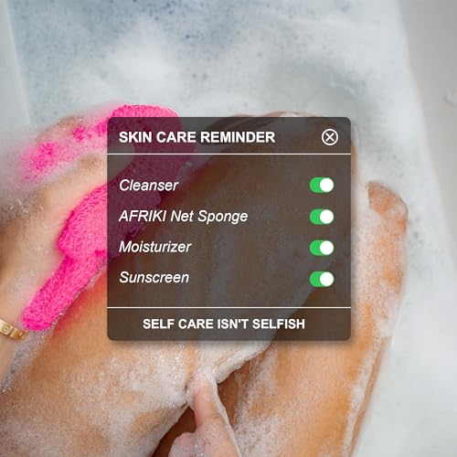 AFRIKI African Net Sponge, African Exfoliating Sponge, Black Owned, Exfoliating Washcloth, Body Exfoliator for Bath and Shower, Back Scrubber, Dead Skin Remover (Black, Grey, 1 Count (Pack of 2))