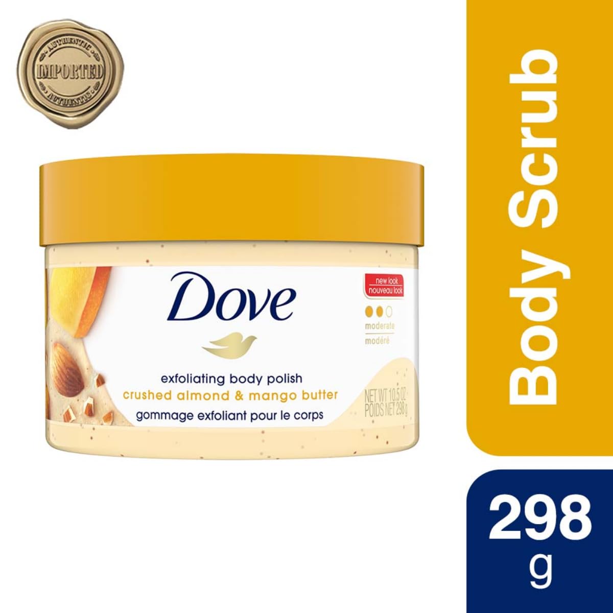Dove Exfoliating Body Polish Scrub with Almond & Mango Butter - 10.5 oz (4 Count) for Dry Skin
