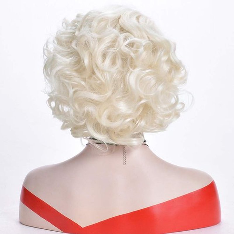 BERON Blonde Wig Women 1920s Blonde Wig Short Curly Blonde Wig Wavy Platinum Wig for Women Cosplay Costume Party Come with Wig Cap (Platinum Blonde)