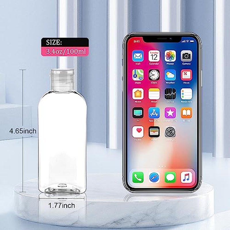 Kitchen GIMS Travel Size Containers Plastic Travel Bottles Leak Proof Squeeze Bottles with Flip Cap TSA Approved 3.4oz/100ml Travel Bottles for Toiletries, Shampoo, Conditioner & Lotion (5 Pack)