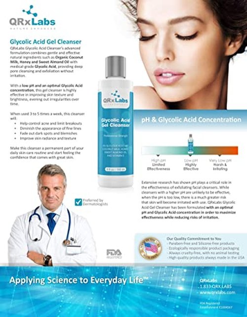 QRxLabs Acne Care - Acne Control Pads with 10% Glycolic + 2% Salicylic Acid, Niacinamide Serum for Enhanced Penetration, Glycolic Acid Face Wash for Clear, Smooth Skin - 3 Powerful Formulas