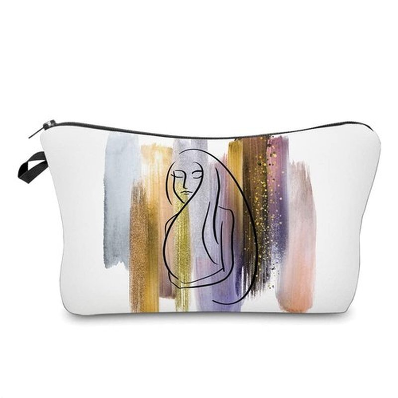 LOOMILOO Small Toiletry Bags for Women, Adorable Roomy Makeup Pouch Travel Water Resistant Cosmetic Purse Accessories Organizer Gift(Modern Abstract 55899)