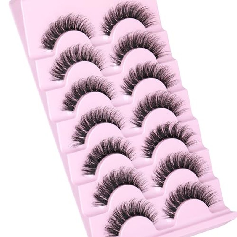 Focipeysa Manga Lashes Wispy Eyelash Anime Lashes Natural Cat Eye False Eyelashes Japanese 3D Cosplay Lashes that Look Like Lash Clusters (12mm 8 Pairs)
