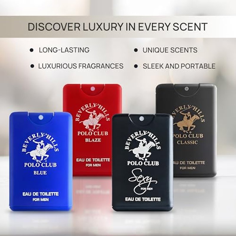 Beverly Hills Polo Club Pocket Size Collection, 4 Piece Cologne Gift Set for Men, Pack of 1, 0.68 fl oz