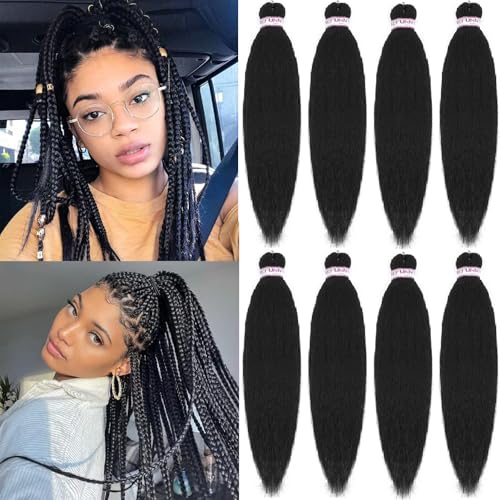 BEFUNNY Pre stretched Braiding Hair 30 Inch 8 Packs Prestretched Braiding Hair Bundles Long Brown/Blonde/White Three Tone Synthetic Crochet Hair For Women, Yaki Straight, Itch Free(30",T4/27/613)