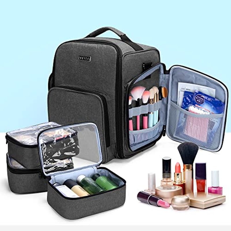 BAFASO Nail Polish Organizer Holds 72 Bottles (15ml - 0.5 fl.oz), Large Nail Polish Case with 3 Removable Pouches and Multiple Storage Sections (Patented Design), Black