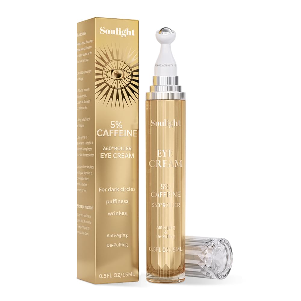 Soulight 5% Caffeine Eye Serum – Wrinkle Filler Instant Face Lift Serum for Eyes – Whitening and whitening agents – Eye Moisturizer with Hyaluronic Acid, Niacinamide
