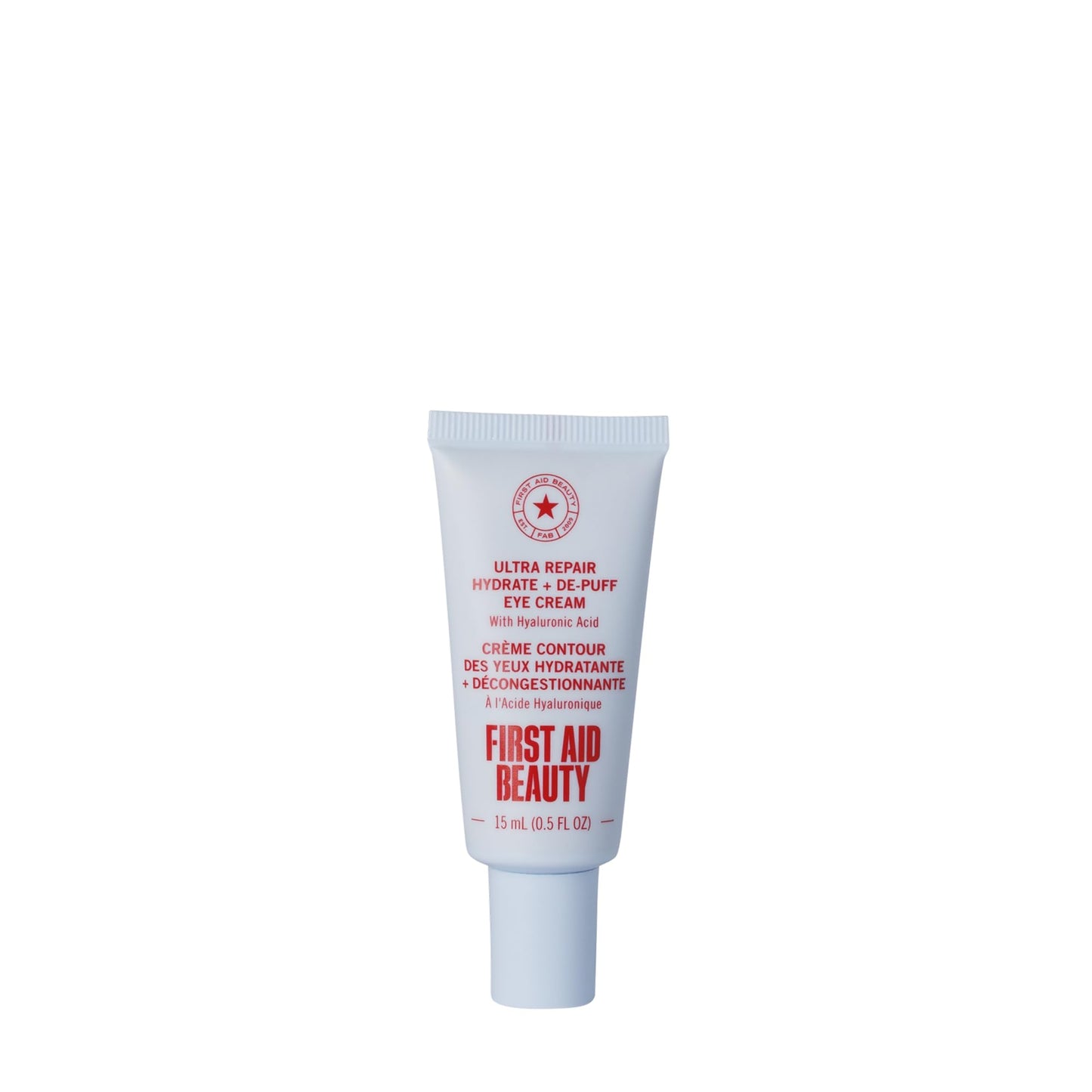 First Aid Beauty Hydrate + Depuff Eye Cream with Hyaluronic Acid + Caffeine, Fragrance Free Eye Moisturizer, Reduce Appearance of Fine Lines, Wrinkles & Puffiness, Sensitive Skin Safe, 0.5 oz